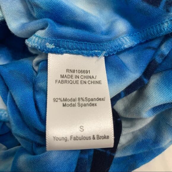 Young, Fabulous & Broke blue tie-dye short-sleeve romper size S - Picture 7 of 10